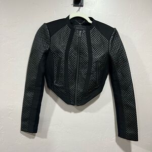 BCBGMAXAZRIA Hansen Faux Leather Silk Quilted Moto Jacket